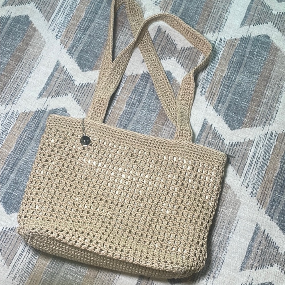 The Sak Tan Crochet Tote Bag